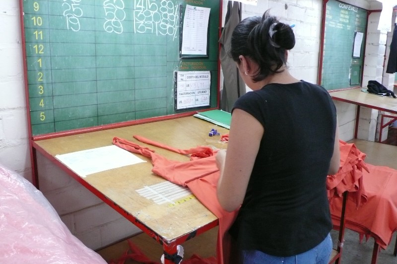 Factory quality auditor in Colombia looking at Patagonia production