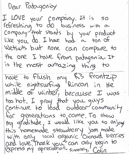 Thank you letter from customer