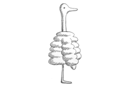 Illustration of a goose wearing a down jacket.