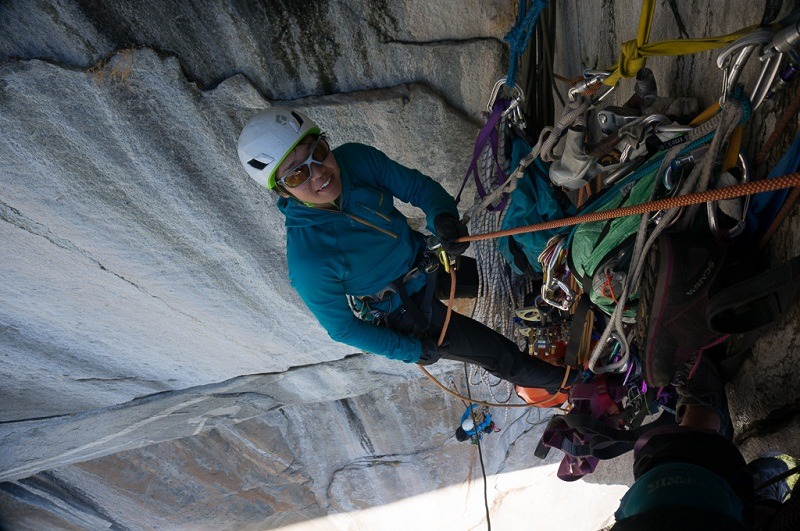 Yoshiko at belay top of p 4_2