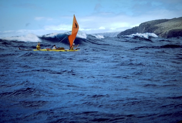 The first iteration of the Holopuni surfs some big waves near shore. Photo: Nick Beck