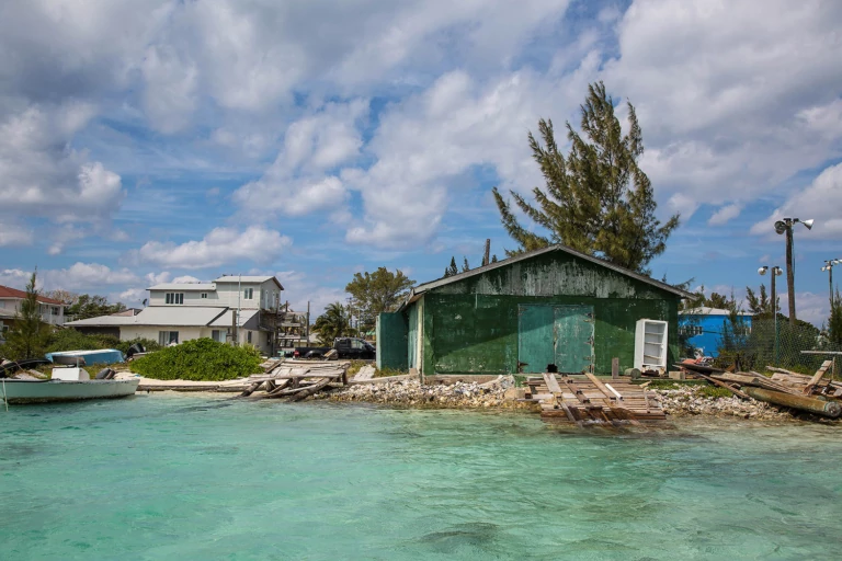 For more than 40 years Ansil Saunders constructed his flats skiffs in this waterside boathouse in Alice Town on North Bimini. Photo: Brian Irwin