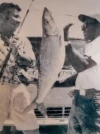 Saunders and Jerry Lavenstein with the all-tackle world record bonefish. This image (photographer unknown) hangs in the Bimini Big Game Club, where Hemingway holed up, but Saunders was not allowed entry. Years later, thanks to the work of Saunders, equality came to the club—and Bimini. Photo: Brian Irwin