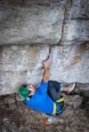 Family Man (5.14b) is a first ascent Sonnie did the same year his first child Tatum was born. Skaha, British Columbia. Photo: Gabe Zamorano