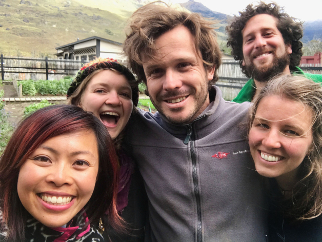 Javier Soler and the huerta volunteers at the biointensive garden at Parque Patagonia. More than 80 people from all over the world came to work at the garden in the last four years. Photo: Cherilia Poluan