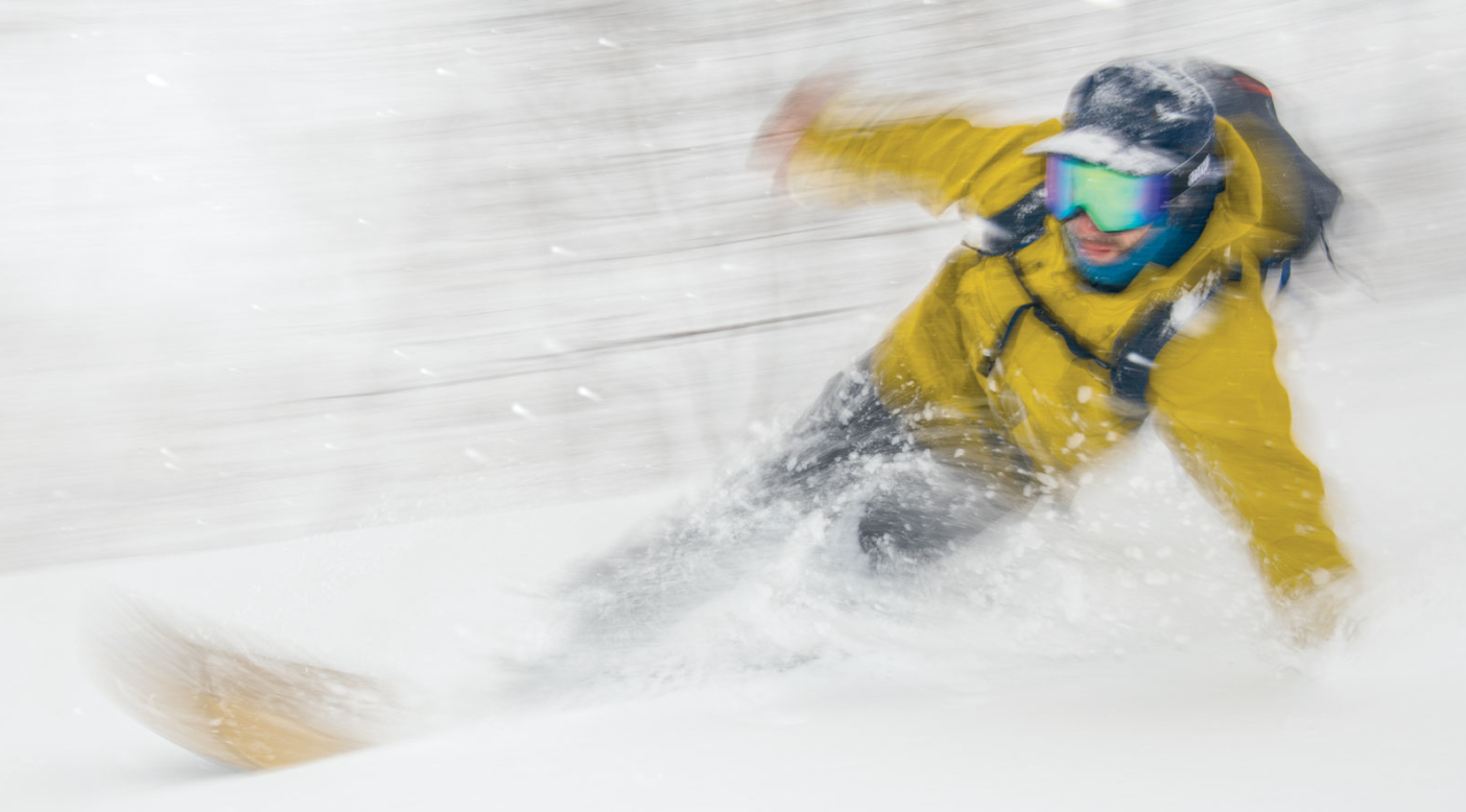 Alex Yoder surfing a snowy swell. Hokkaido, Japan. Photo: Garrett Grove