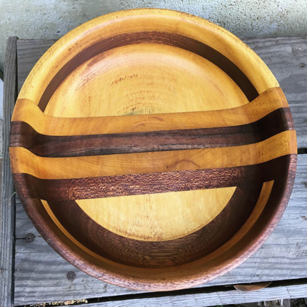 To craft this walnut and yellowheart wood bowl, John made three 4