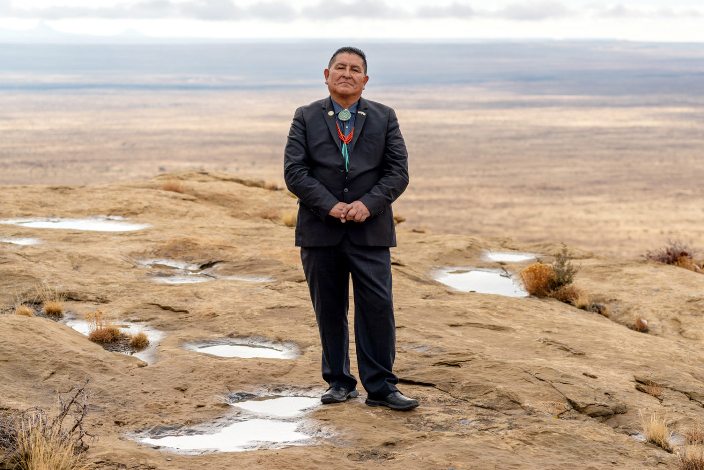 Clark Tenakhongva is the Vice Chairman of the Hopi Tribe and serves as a Hopi representative for the Bears Ears Inter-Tribal Coalition. Tenakhongva is from the Third Mesa village of Ho’atvela and belongs to the Rabbit and Tobacco Clans. He is a traditional farmer, rancher, veteran, artist and musician. This photo was taken on Hopi lands, in what is now Arizona. Photo: Michael Estrada