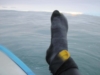 アラスカでのサーフィンではブーティの代わりにソックスを