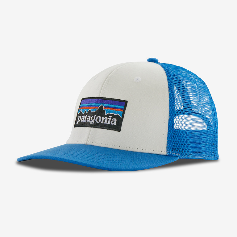 Patagonia P-6 Logo Trucker Hat - White / Vessel Blue