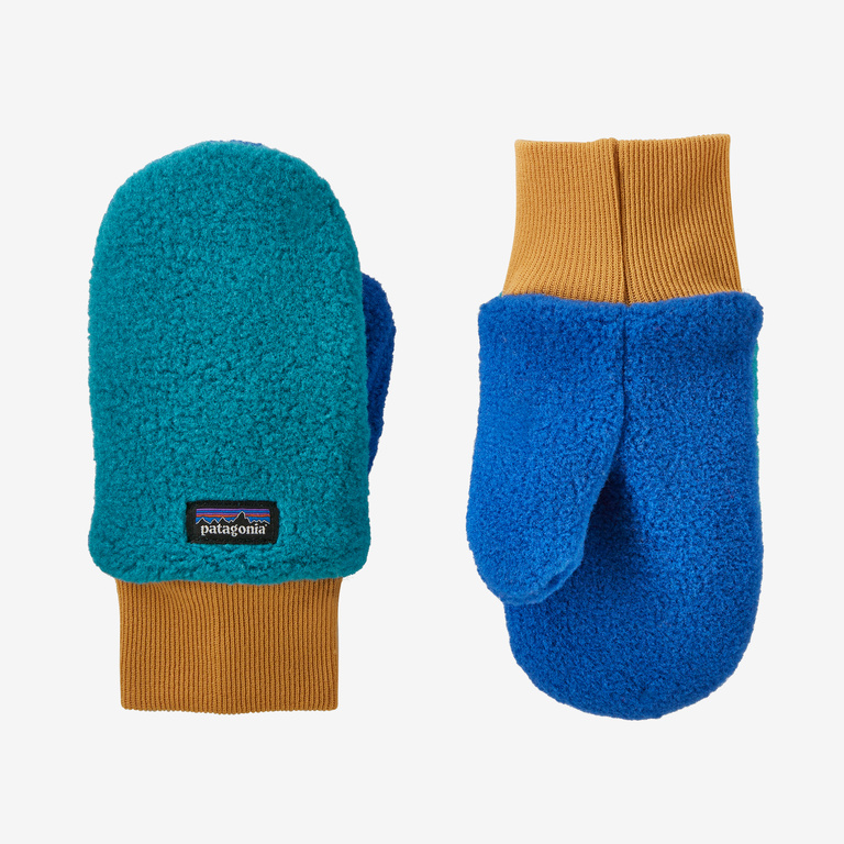 Patagonia Baby Pita Pocket Mittens in Belay Blue, 0-3 Months - Recycled Polyester/Nylon/Polyester
