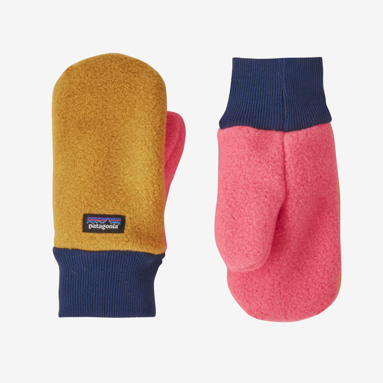 Patagonia Baby Pita Pocket Mittens in Cabin Gold, 0-3 Months - Recycled Polyester/Nylon/Polyester
