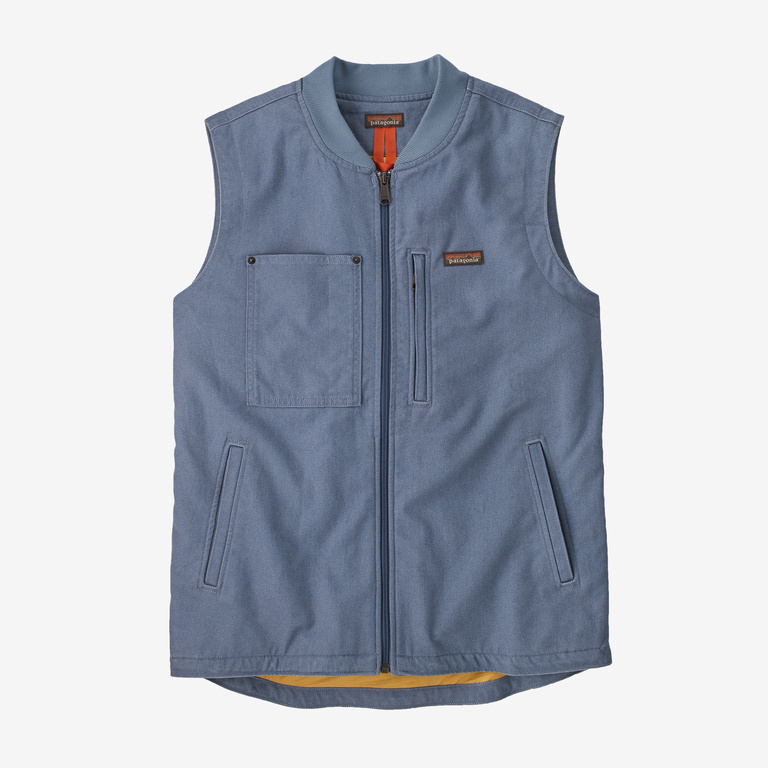Patagonia Men's All Seasons Hemp Canvas Work Vest in Utility Blue, Small - Short Length - Hemp/Organic Cotton/Recycled Polyester