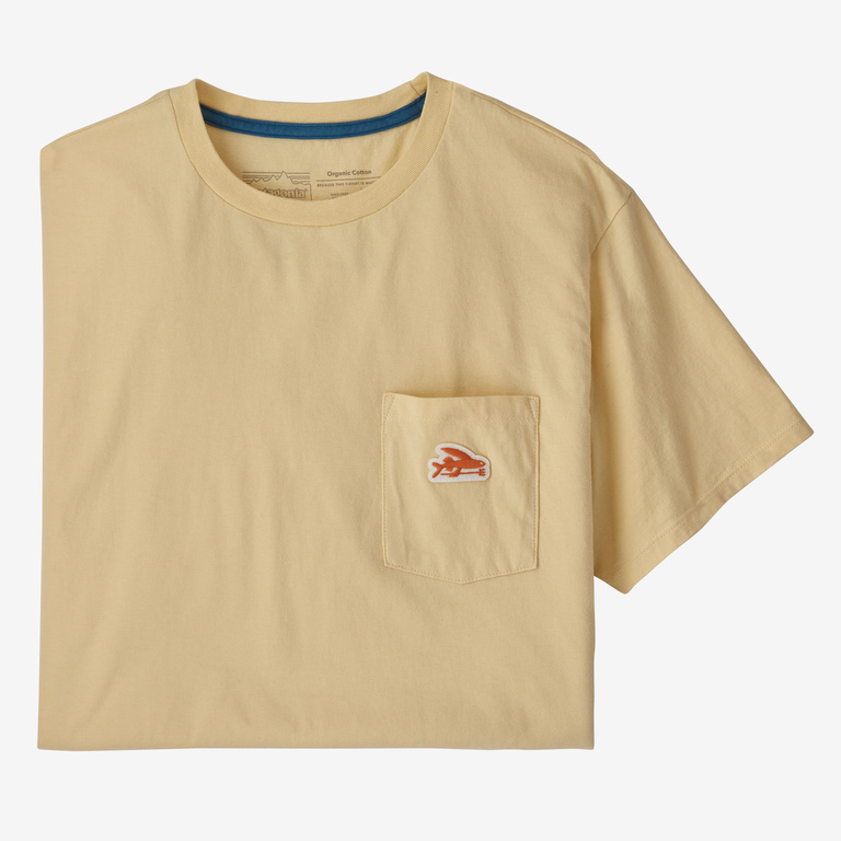Patagonia Flying Fish Felt Patch Organic Pocket T-Shirt in Oat White, Xxs - Logo T-shirts - Organic Cotton