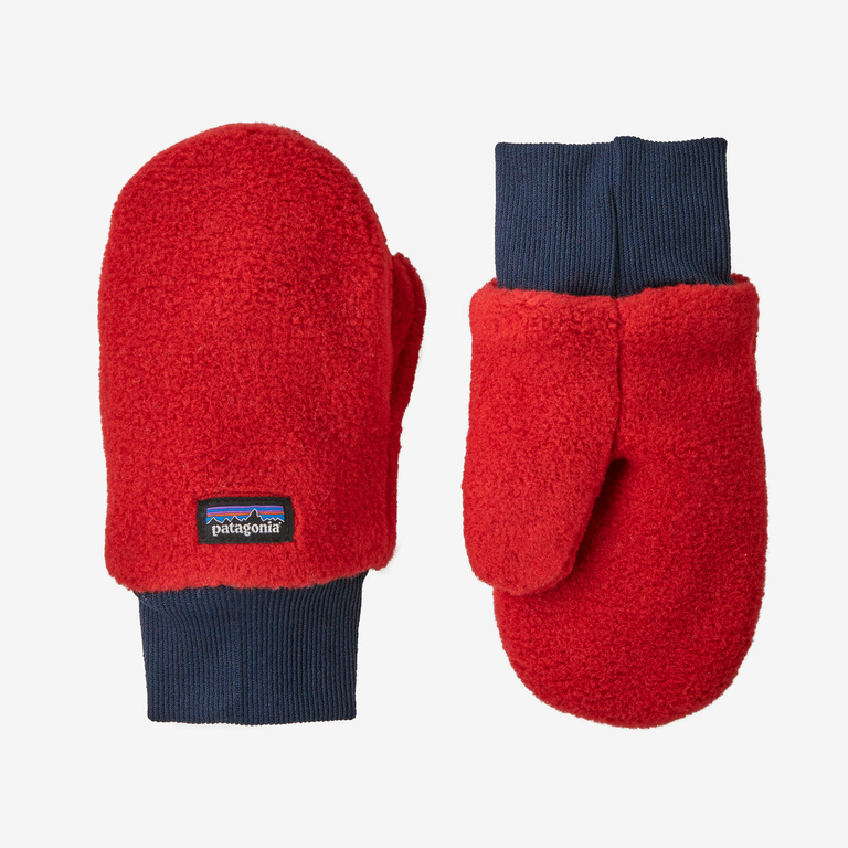 Patagonia Baby Pita Pocket Mittens in Touring Red, 0-3 Months - Recycled Polyester/Nylon/Polyester