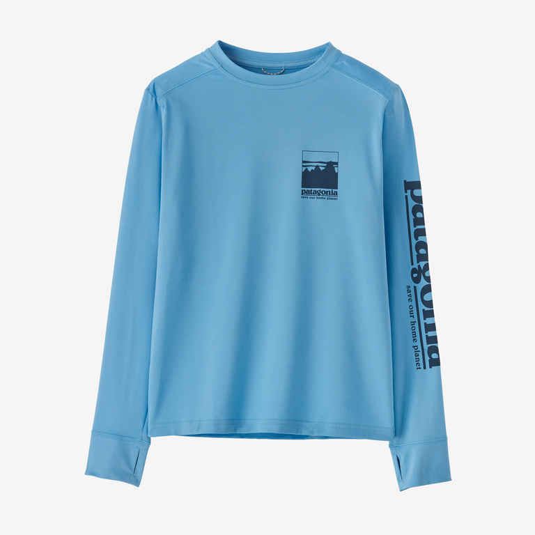 Patagonia Kids' Long-Sleeved Capilene Silkweight T-Shirt Alpine Icon: Lago Blue / XL