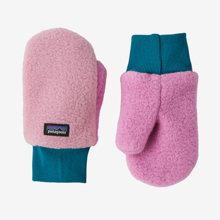 Patagonia Baby Pita Pocket Mittens in Planet Pink, 0-3 Months - Recycled Polyester/Nylon/Polyester