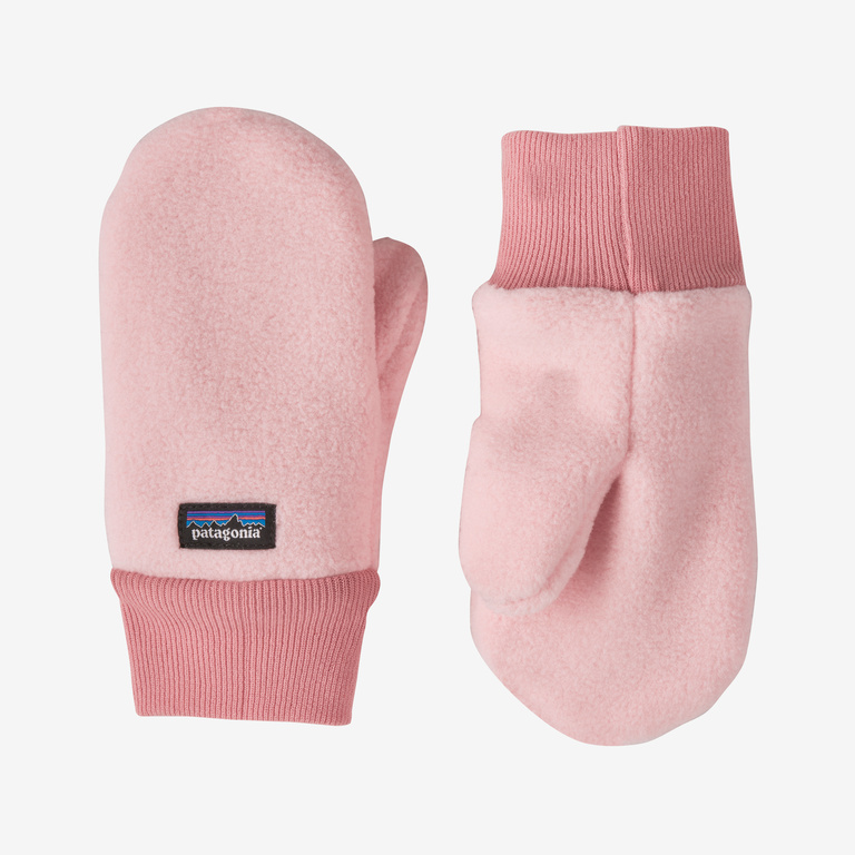 Patagonia Baby Pita Pocket Mittens in Seafan Pink, 0-3 Months - Recycled Polyester/Nylon/Polyester