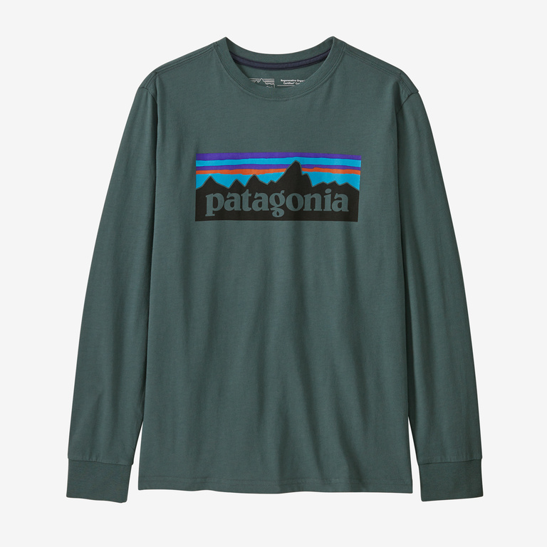 Patagonia Kids' Regenerative Organic Certified Cotton P-6 LS T-Shirt - Small - Nouveau Green