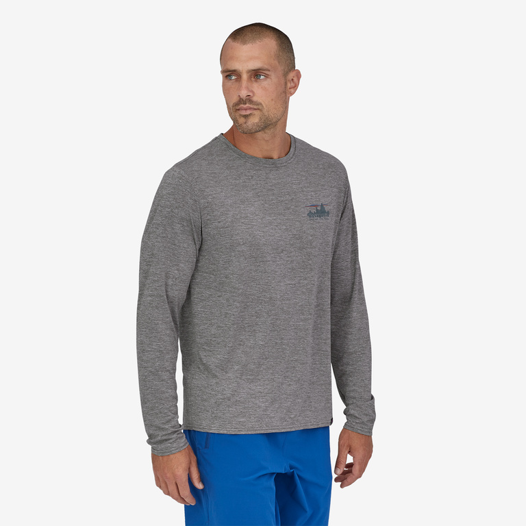 Patagonia Shirt Mens Extra Large Gray Trout Logo Cotton Long