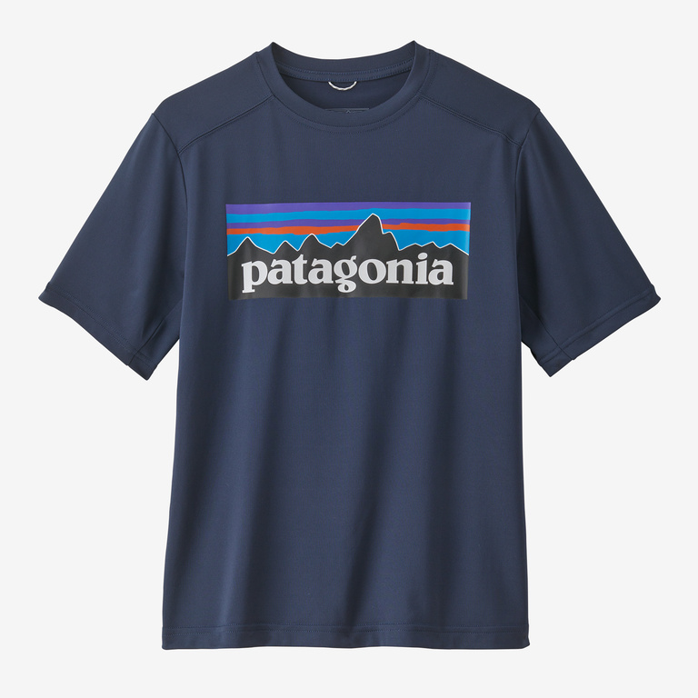 Patagonia Kids' Capilene Silkweight T-Shirt P-6 Logo: New Navy / Large