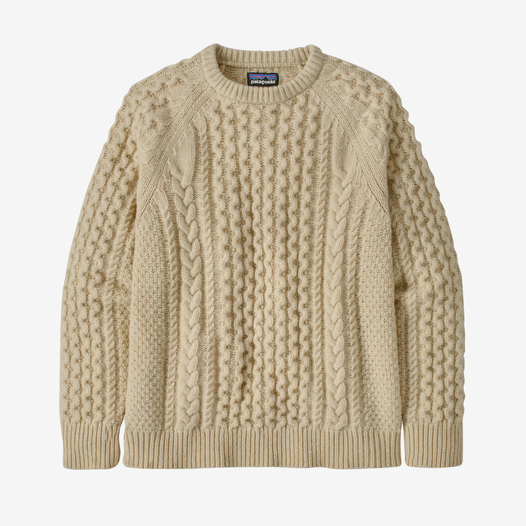 Recycled Wool-Blend Cable-Knit Crewneck Sweater