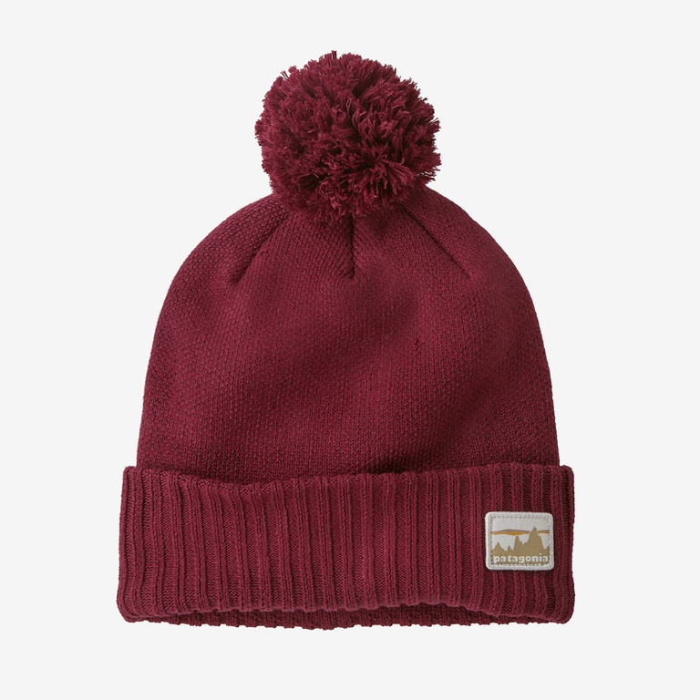 Patagonia Powder Town Beanie in Carmine Red - Winter Beanies - Recycled Polyester/Nylon/Polyester