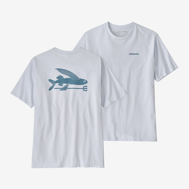 Patagonia Mens Flying Fish Responsibili-Tee in White, Extra Small - Logo T-Shirts - Recycled Cotton/Recycled Polyester