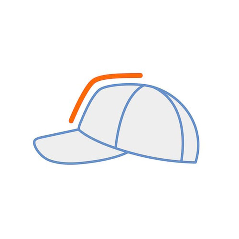 Graphic of a high crown hat.