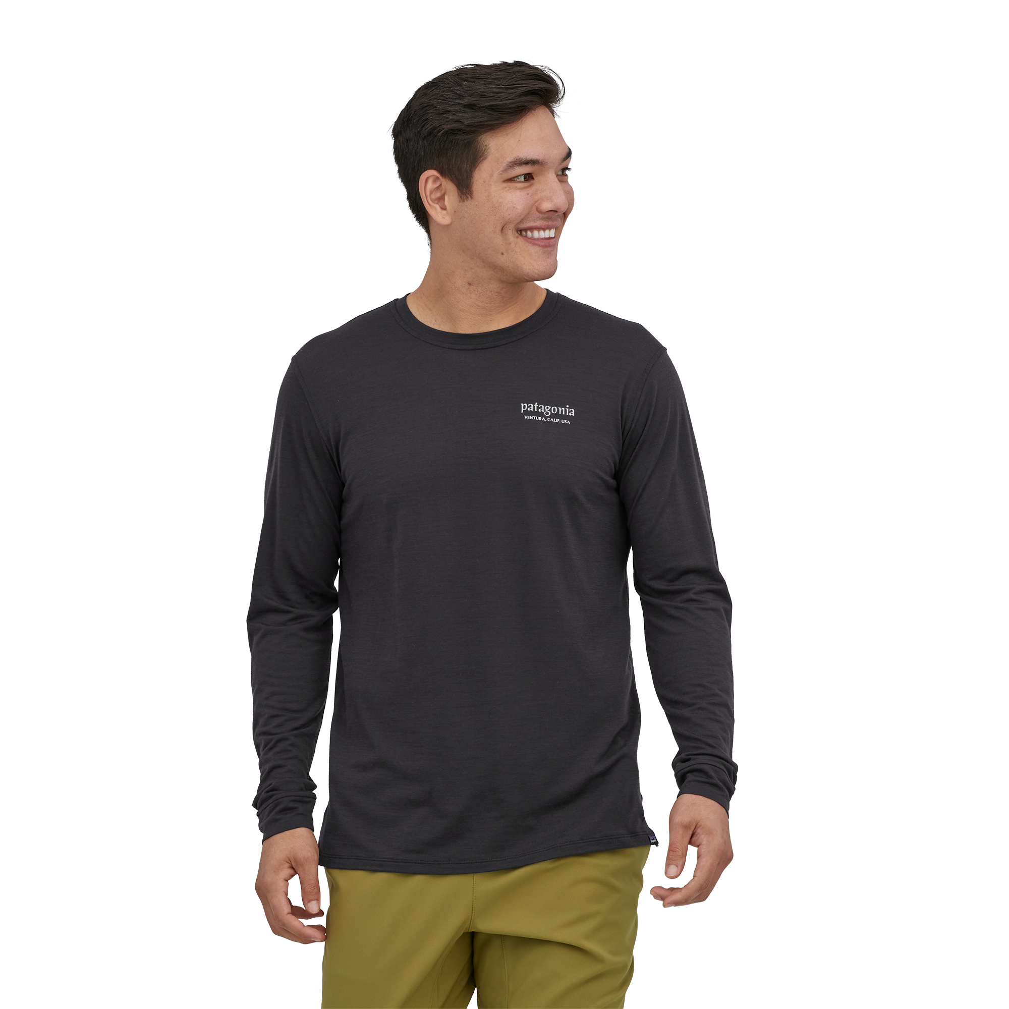 Patagonia Long-Sleeved Capilene Cool Merino Graphic Shirt - Men's Heritage Header / Black XL